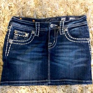 Girls Miss Me dark washed denim skirt size 14